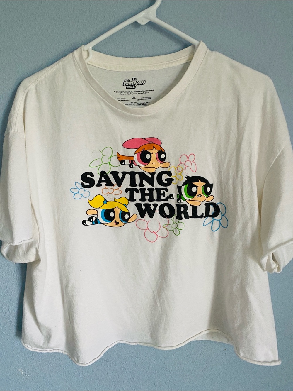 Powerpuff Girls Crop Tee Saving The World Graphic Y2K Cartoon Network